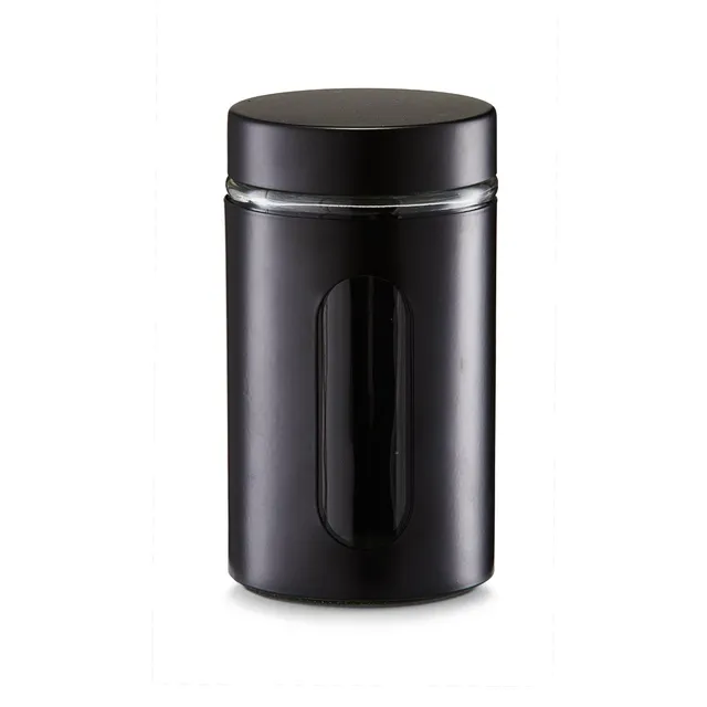 zeller-present-k-che-vorratsglas-900-ml-schwarz-mit-sichtfenster image 1