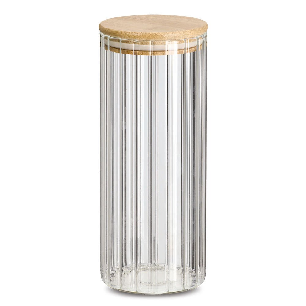 zeller-present-k-che-vorratsglas-rillen-bambusdeckel-1100-ml image 1