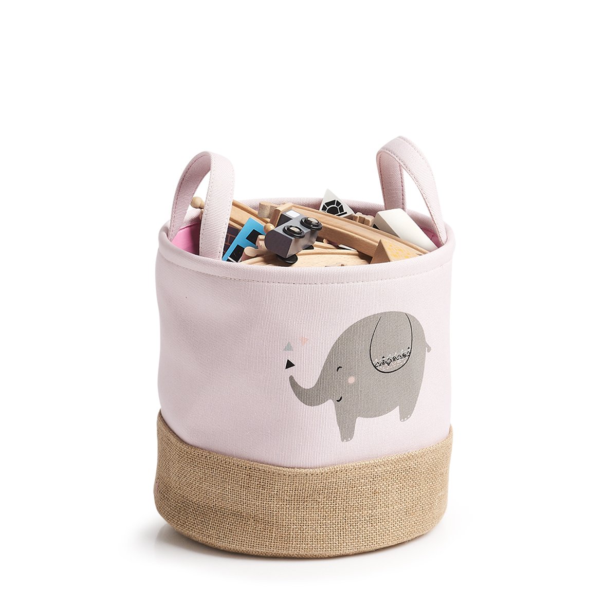 zeller-present-elefant-aufbewahrungskorb-polyester-jute-rosa image 2