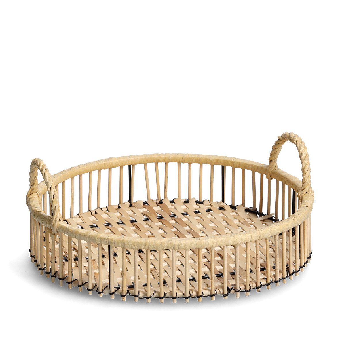 zeller-present-table-dekotablett-rattan-32-cm-schwarz image 1
