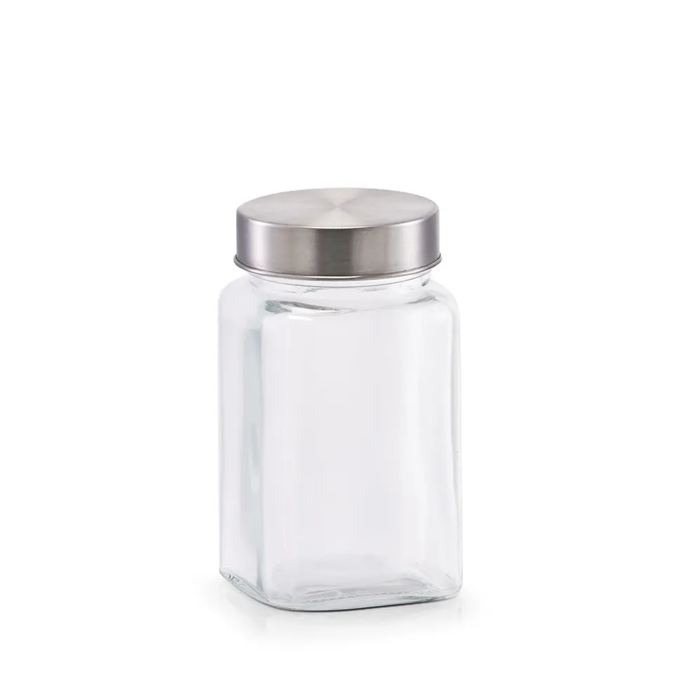 zeller-present-k-che-vorratsglas-420-ml-edelstahldeckel-glas image 1