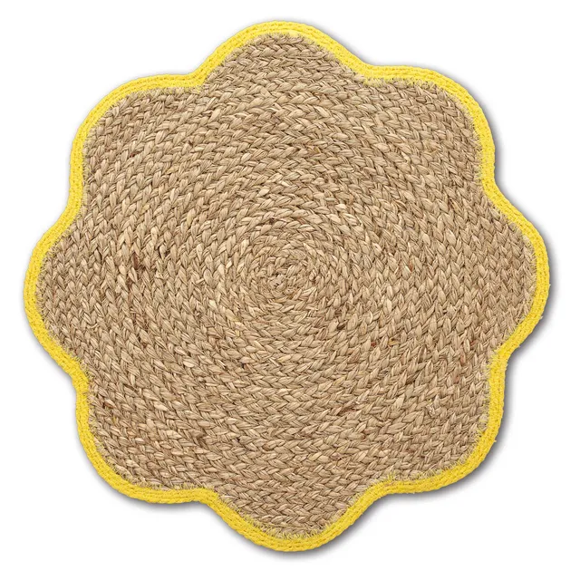 zeller-present-table-platzset-grasgeflecht-gelb-bl-tenform image 1