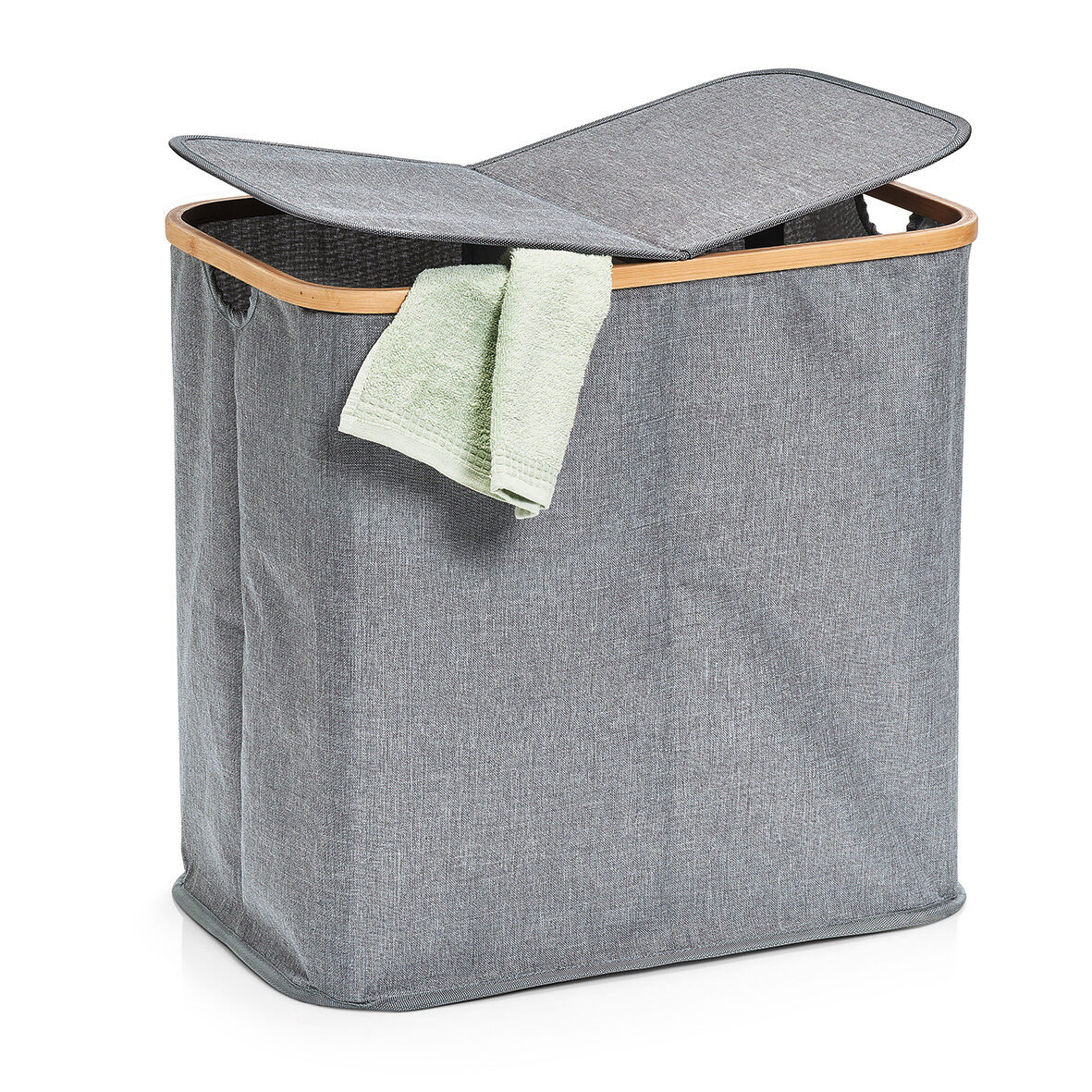 zeller-present-w-schesammler-2-fach-bambus-polyester-grau image 2