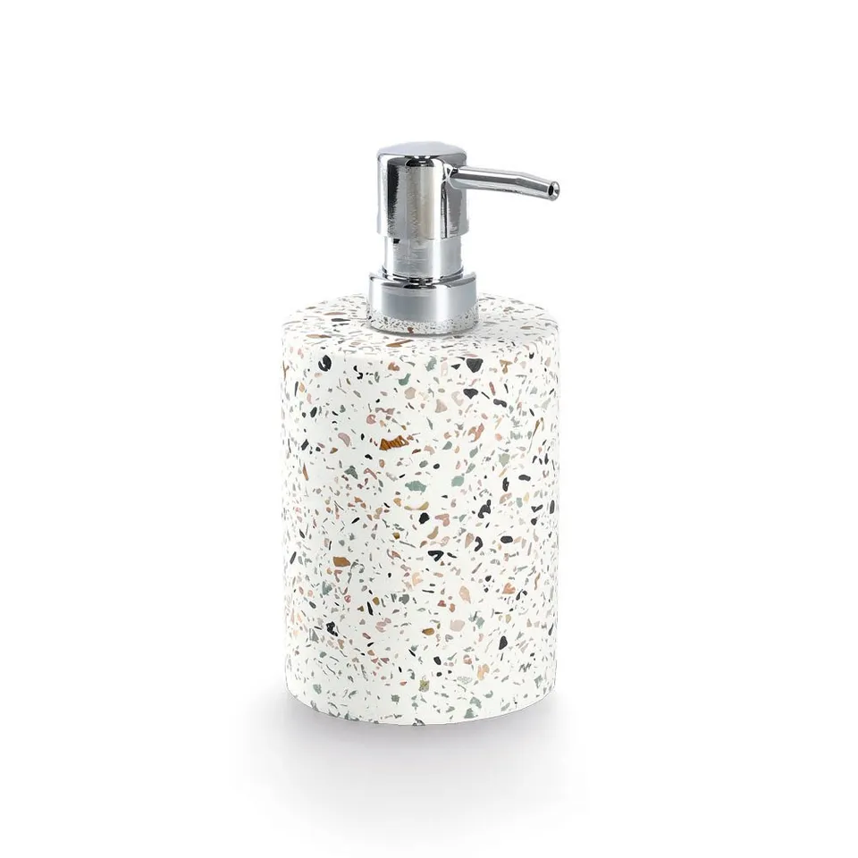 zeller-bad-seifenspender-terrazzo-zement-f-r-fl-ssigseife image 1