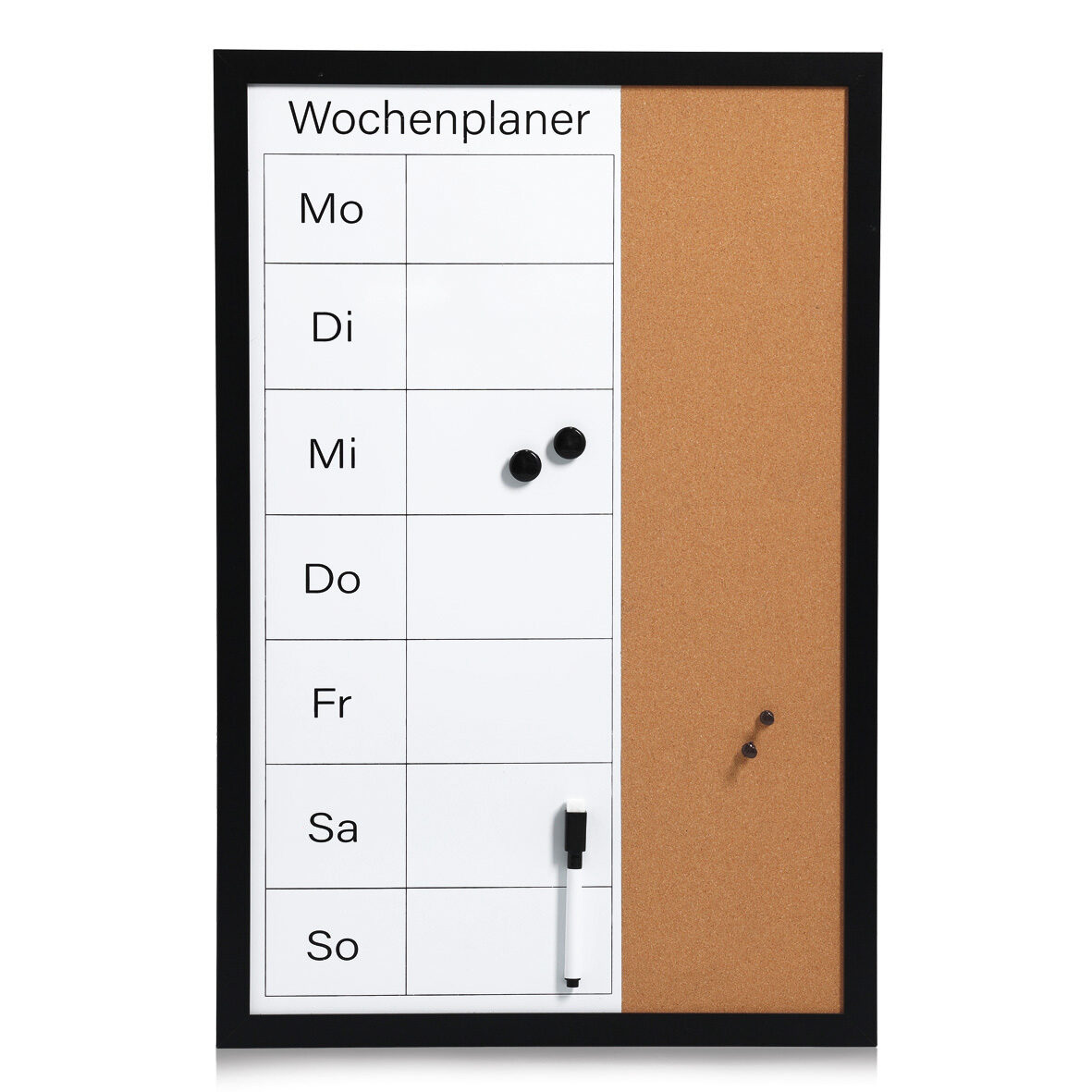 zeller-present-office-wochenplaner-kork-metall-schwarz image 1
