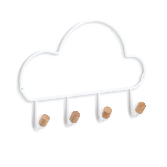 zeller-present-k-che-hakenleiste-cloud-4-haken-wei-holz image 1