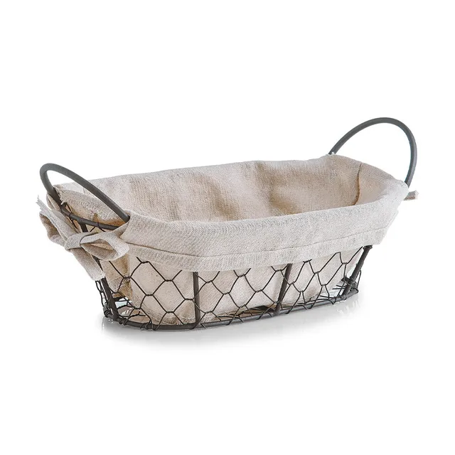 zeller-present-k-che-brotkorb-countrystyle-metall-leinen-beutel image 1