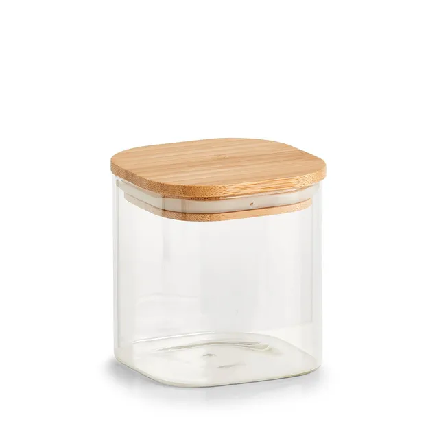 zeller-present-k-che-vorratsglas-eckig-mit-bambusdeckel-640-ml image 1