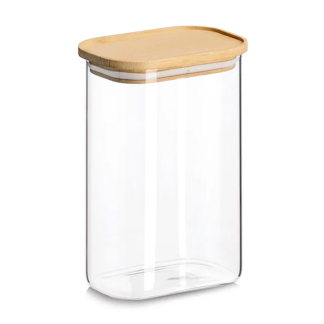 zeller-present-k-che-vorratsglas-bambusdeckel-1300-ml-glas image 1