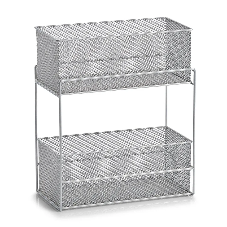 zeller-home-living-etagenregal-mit-2-k-rben-mesh-metall image 1
