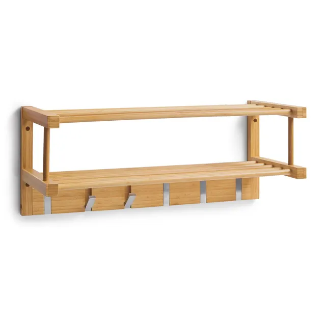 zeller-present-home-living-wandgarderobe-bambus-aluminium-6-haken image 1