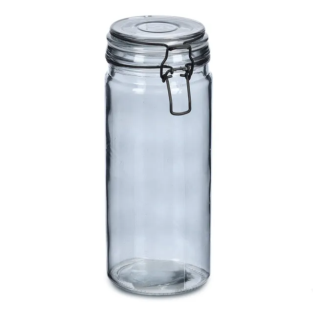 zeller-present-vorratsglas-b-gelverschluss-1000-ml-grau-glas image 1