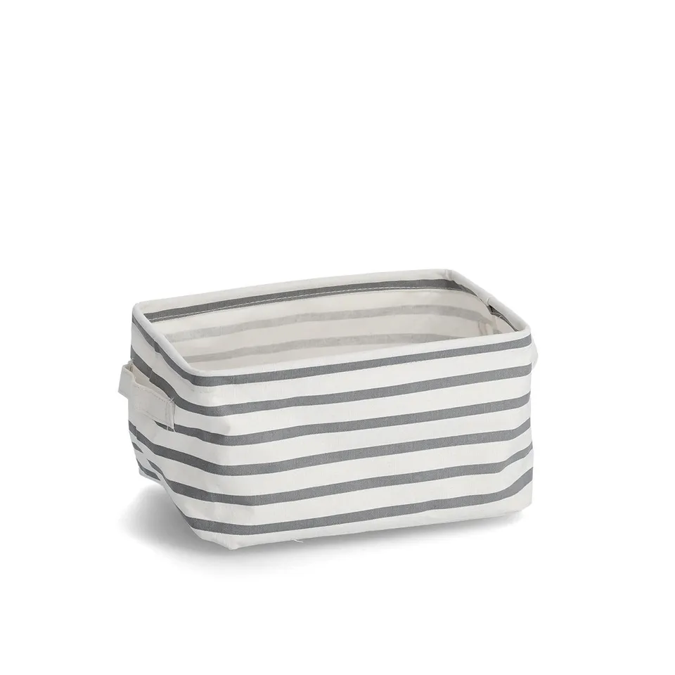 zeller-present-stripes-aufbewahrungskorb-canvas-wei-grau image 1
