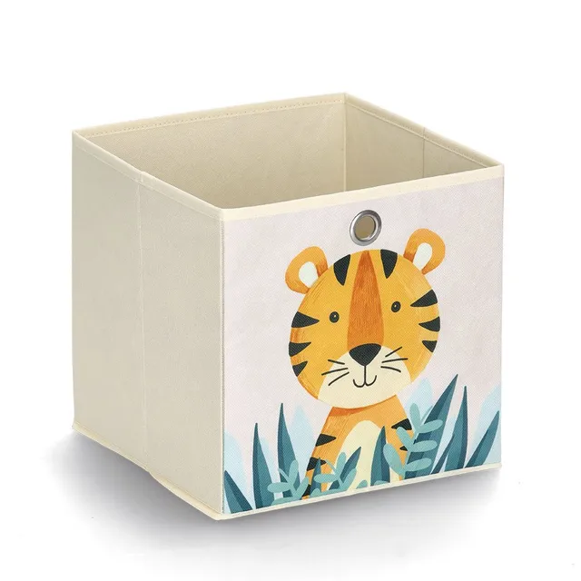 zeller-present-home-living-aufbewahrungsbox-tiger-vlies-beige image 1