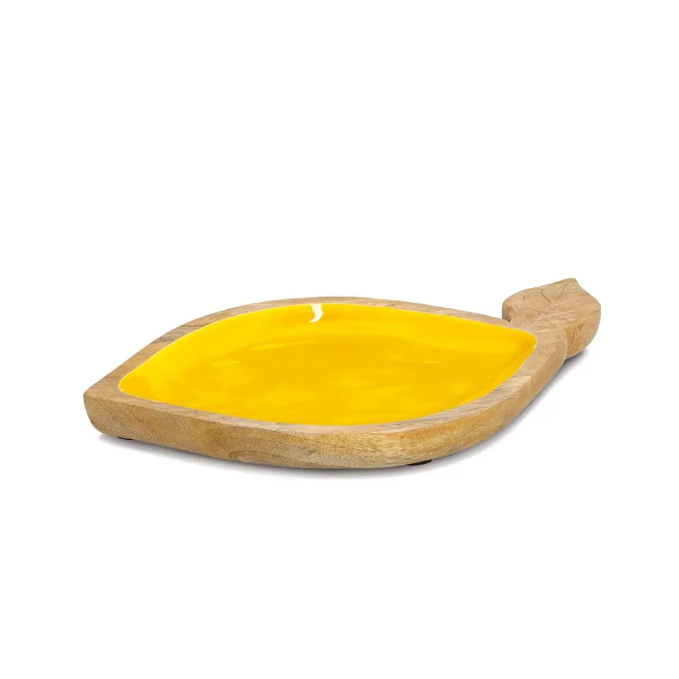 zeller-present-k-che-lemon-servierschale-mangoholz-gelb image 1