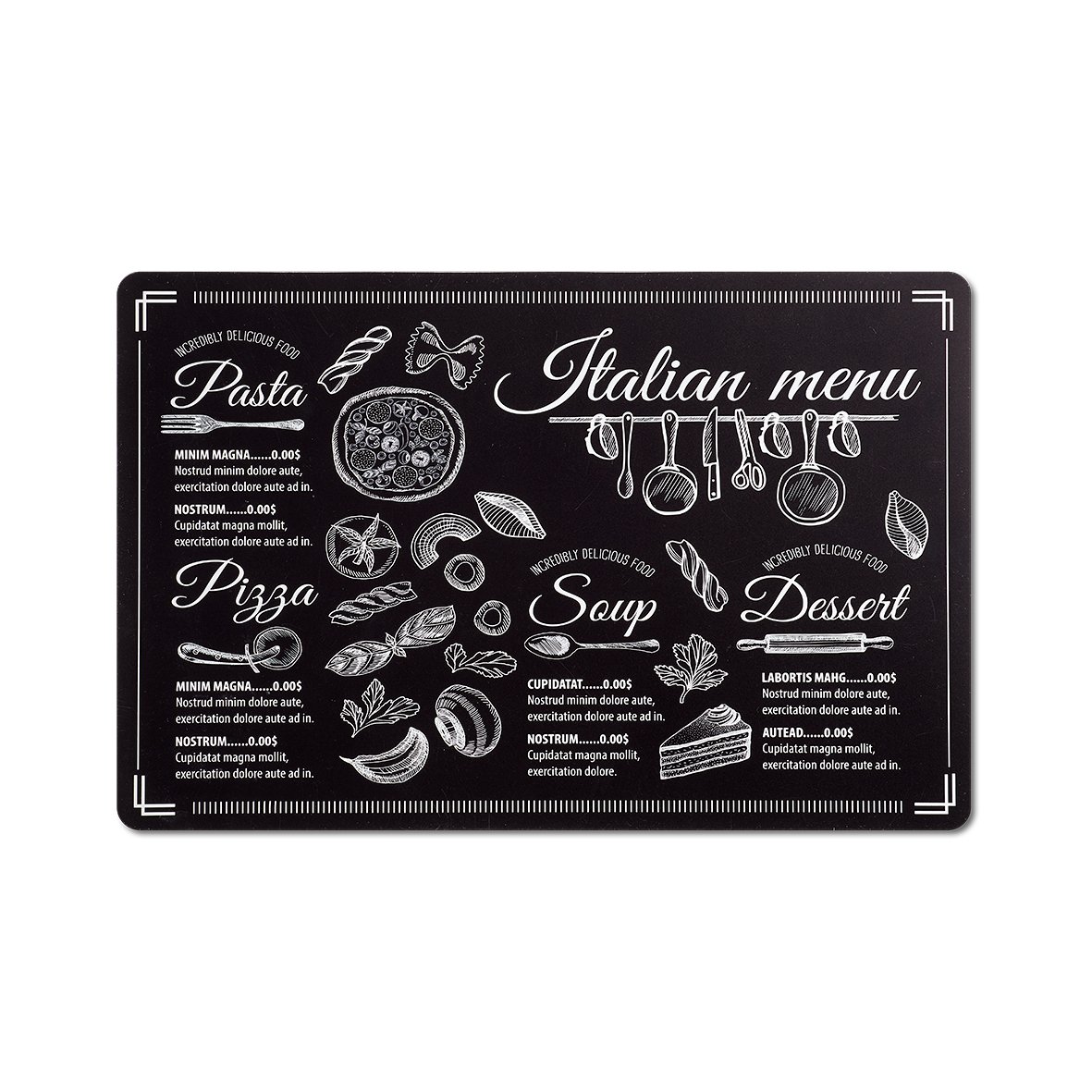 zeller-present-table-platzset-italian-menu-kunststoff-schwarz image 1