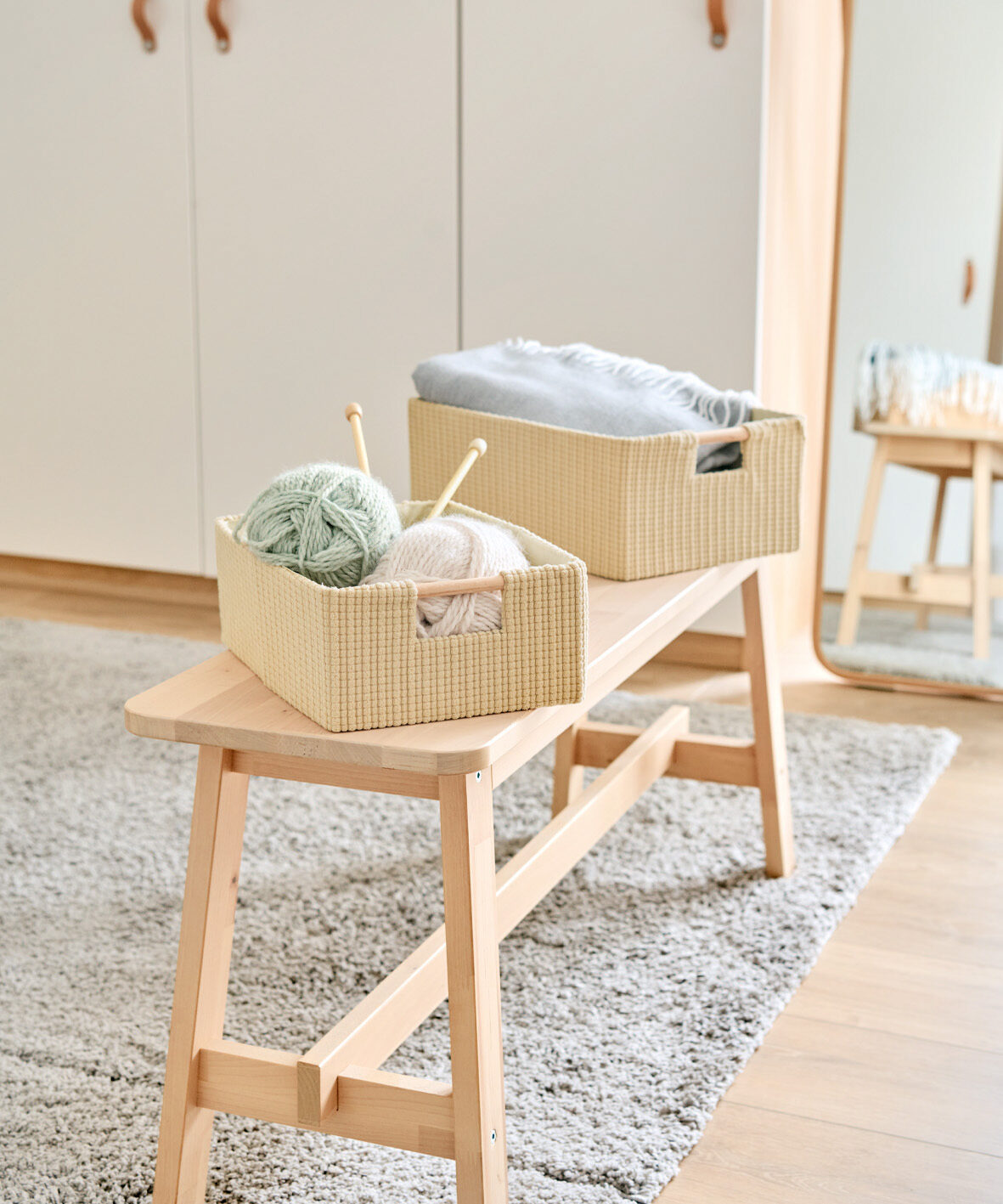 zeller-present-home-living-aufbewahrungskorb-apricot-baumwolle-holz image 4