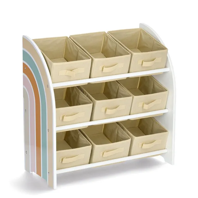 zeller-present-kids-kinder-regal-rainbow-9-boxen-mdf-vlies image 1