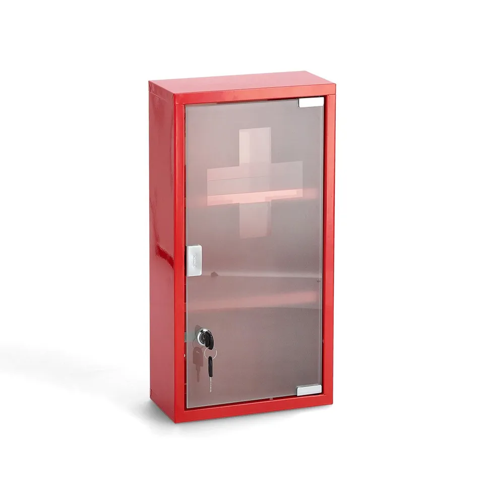 zeller-present-k-che-medizinschrank-metall-glas-rot image 1