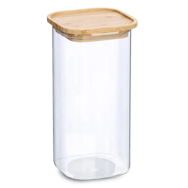 zeller-present-k-che-vorratsglas-bambusdeckel-1600-ml-glas image 1