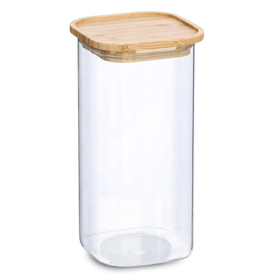 zeller-present-k-che-vorratsglas-bambusdeckel-1600-ml-glas image 1