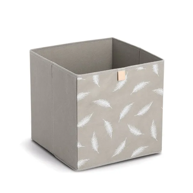 zeller-present-feather-aufbewahrungsbox-vlies-grau-federprint image 1