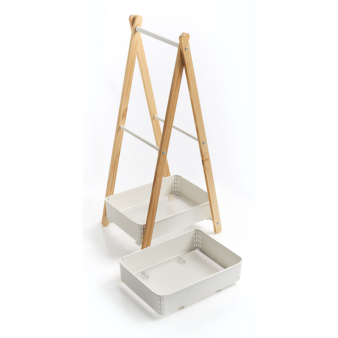 zeller-present-home-living-standregal-mit-2-k-rben-wei-metall-holz image 4