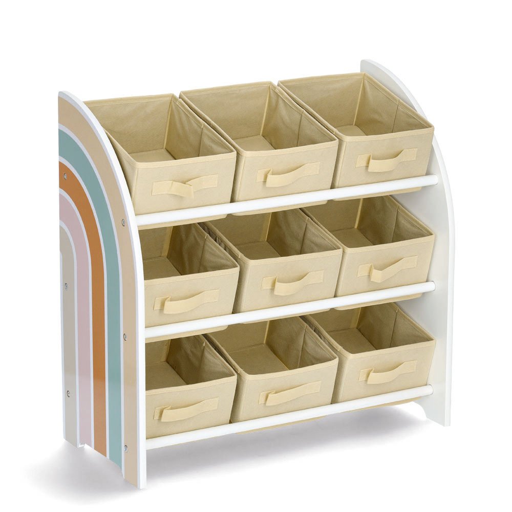 zeller-present-kids-kinder-regal-rainbow-9-boxen-mdf-vlies image 1