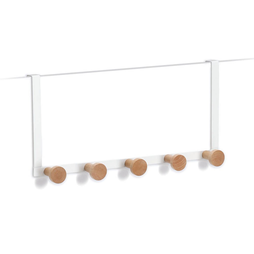 zeller-present-home-living-t-rh-nger-5-haken-holz-metall-t-rgarderobe-wei image 1
