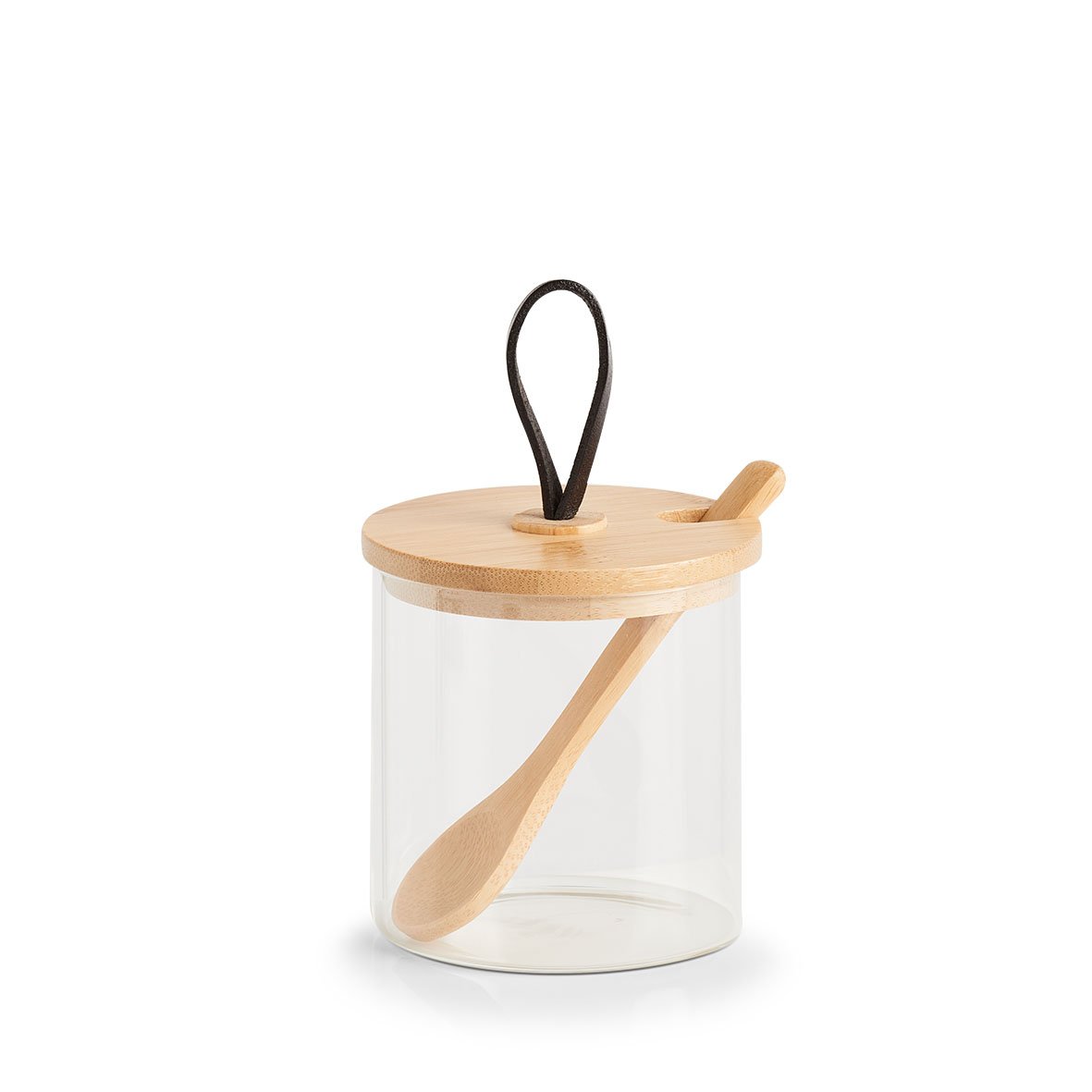 zeller-k-che-vorratsglas-320-ml-mit-l-ffel-bambusdeckel image 1