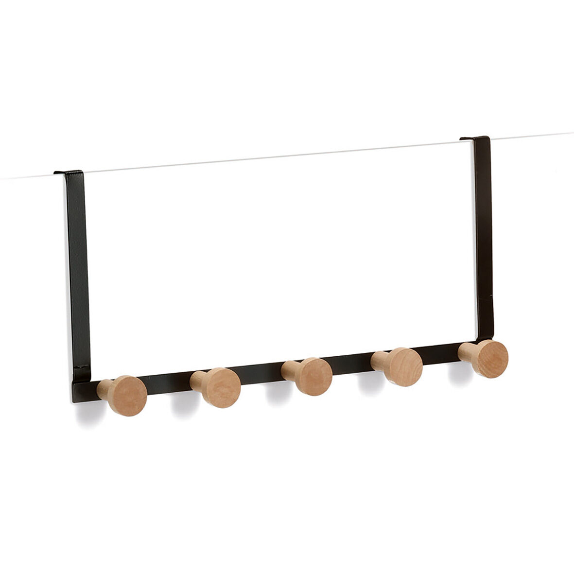 zeller-home-t-rh-nger-5-haken-metall-holz-schwarz image 1
