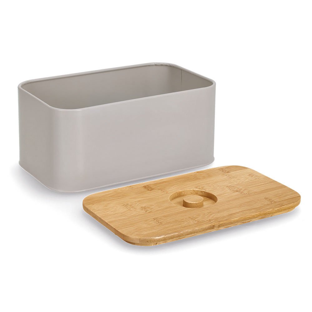zeller-present-k-che-brotkasten-metall-beige-bambusdeckel image 2