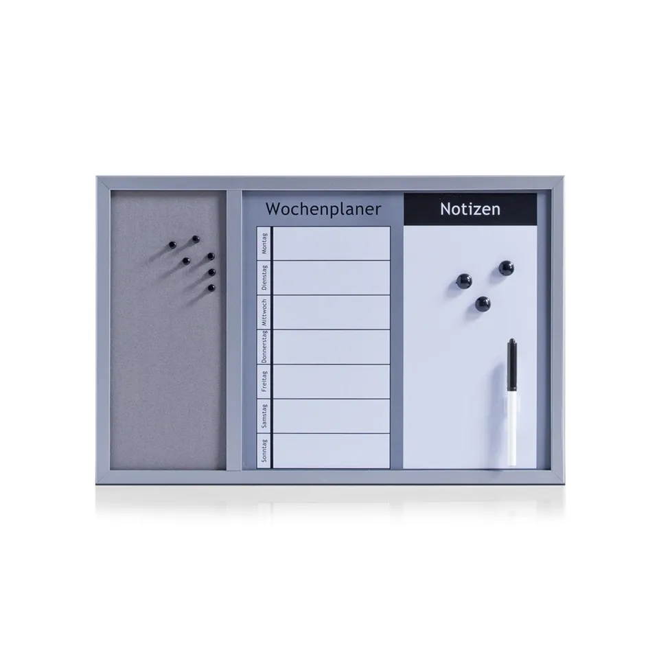 zeller-present-office-kombitafel-3-in-1-alugrau-memoboard image 1