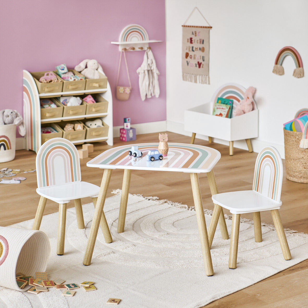 zeller-present-rainbow-kinder-wandgarderobe-holz-ablage image 5