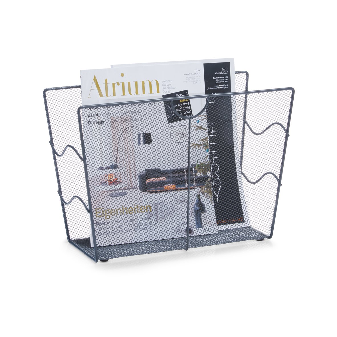 zeller-present-home-living-zeitungsst-nder-mesh-anthrazit image 2