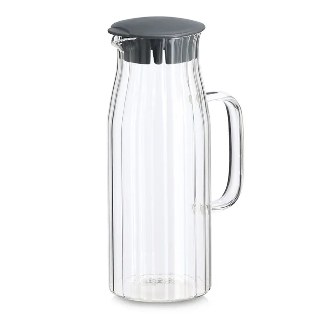 zeller-present-k-che-glaskaraffe-1000-ml-mit-deckel-anthrazit image 1