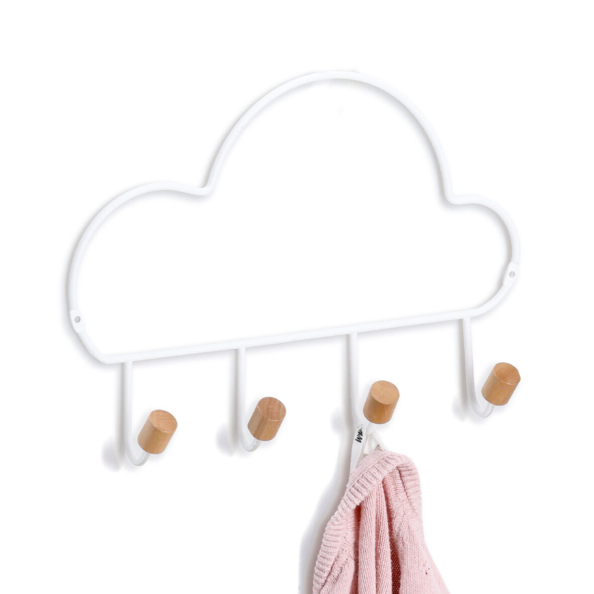 zeller-present-k-che-hakenleiste-cloud-4-haken-wei-holz image 2