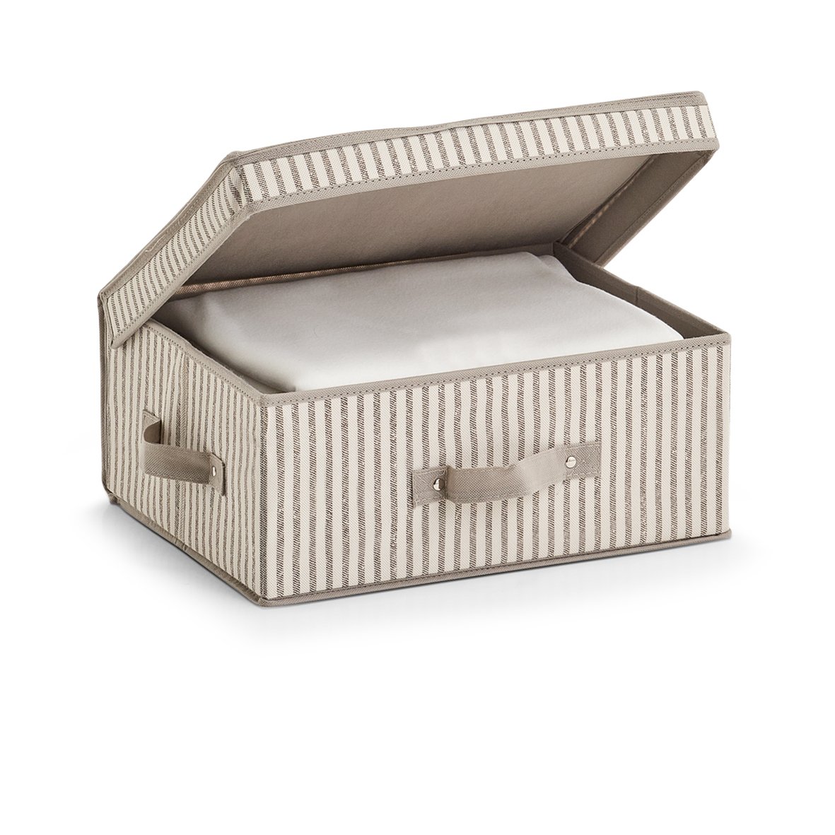 zeller-present-stripes-aufbewahrungsbox-vlies-beige-deckel image 2