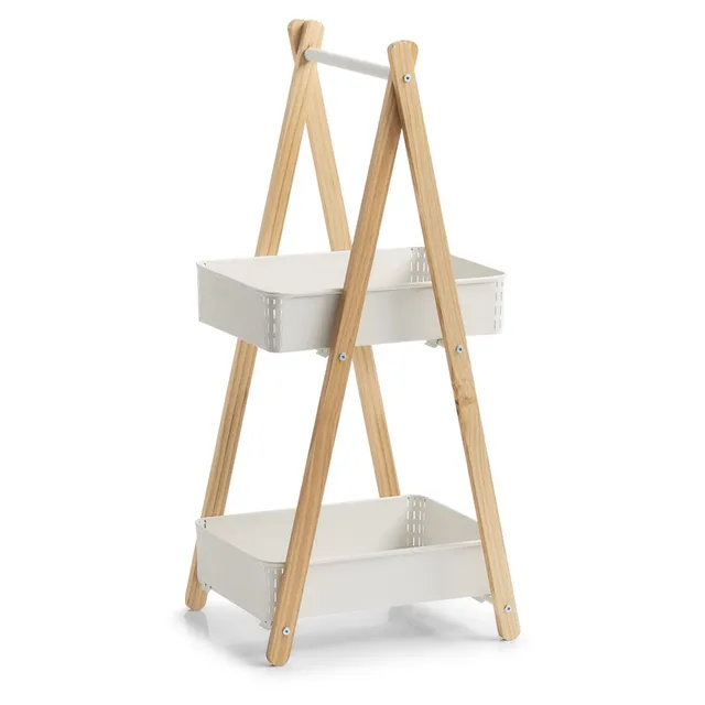 zeller-present-home-living-standregal-mit-2-k-rben-wei-metall-holz image 1
