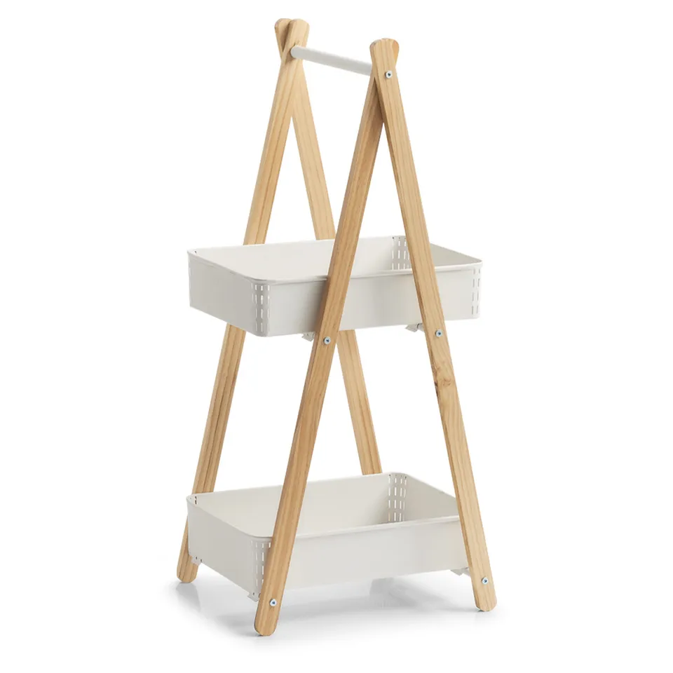 zeller-present-home-living-standregal-mit-2-k-rben-wei-metall-holz image 1