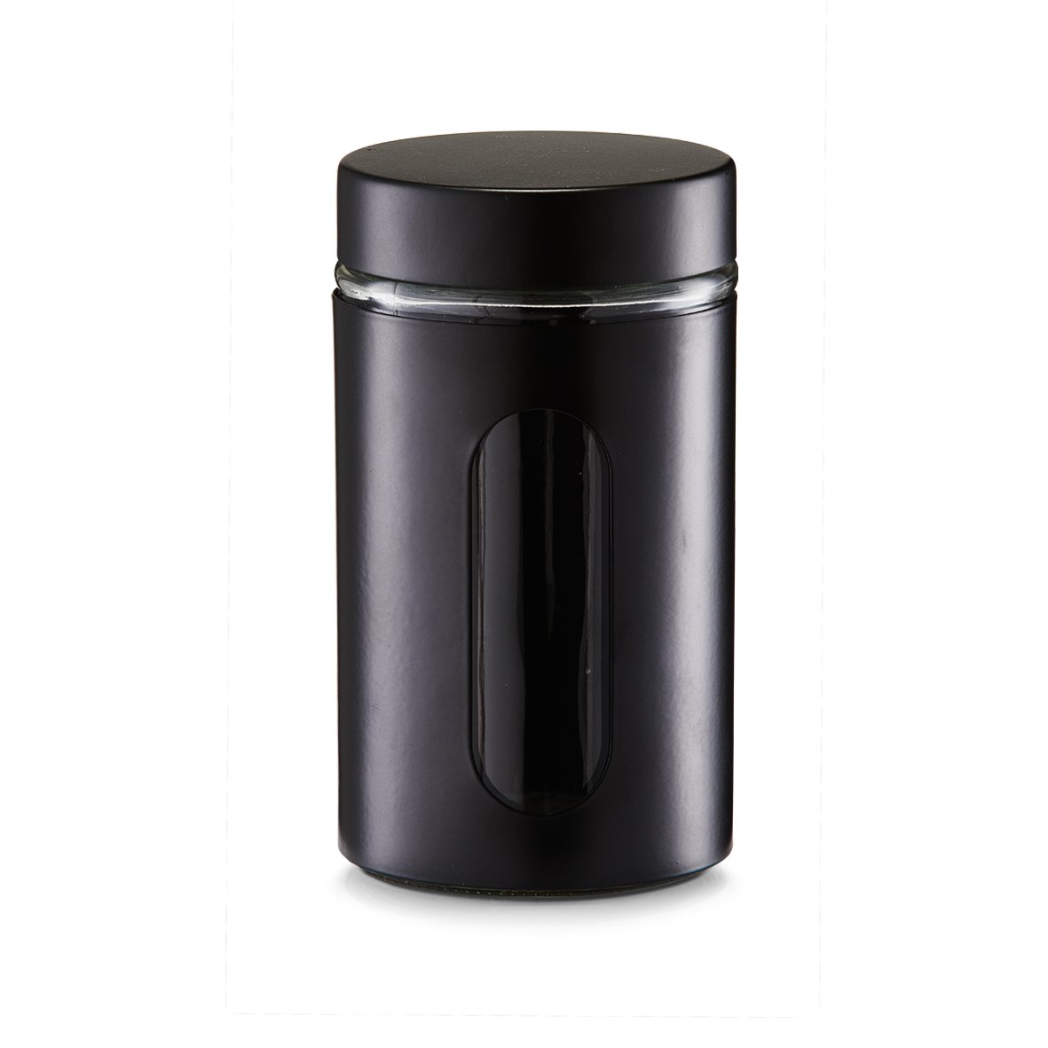 zeller-present-k-che-vorratsglas-900-ml-schwarz-mit-sichtfenster image 1