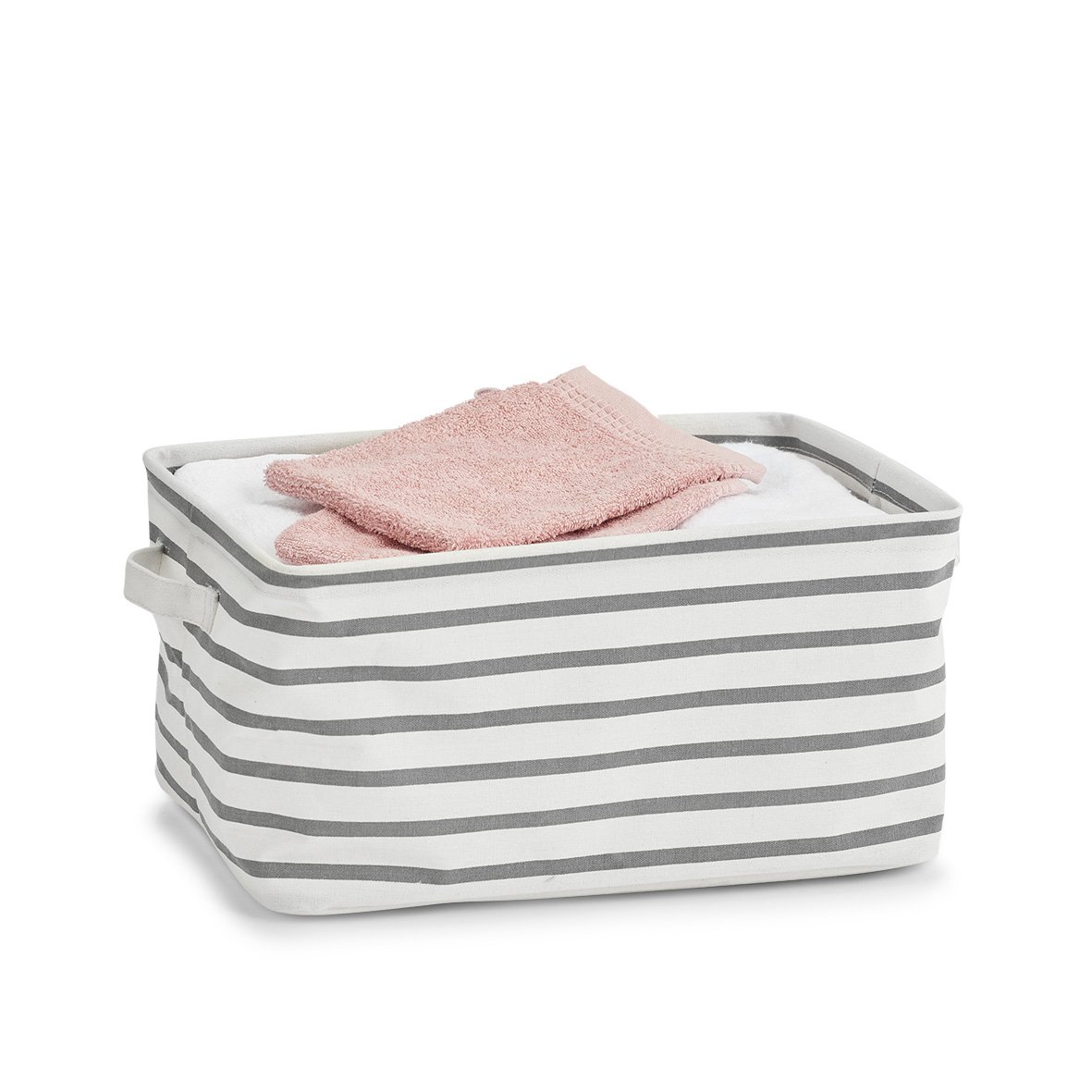 zeller-present-stripes-aufbewahrungskorb-canvas-grau-wei image 3