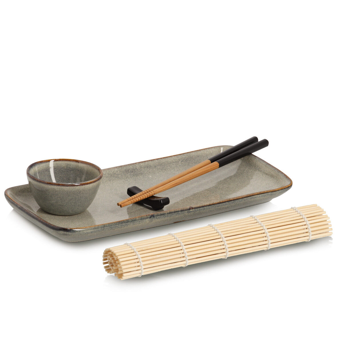 zeller-present-home-living-sushi-set-5-tlg-steingut-bambus image 1
