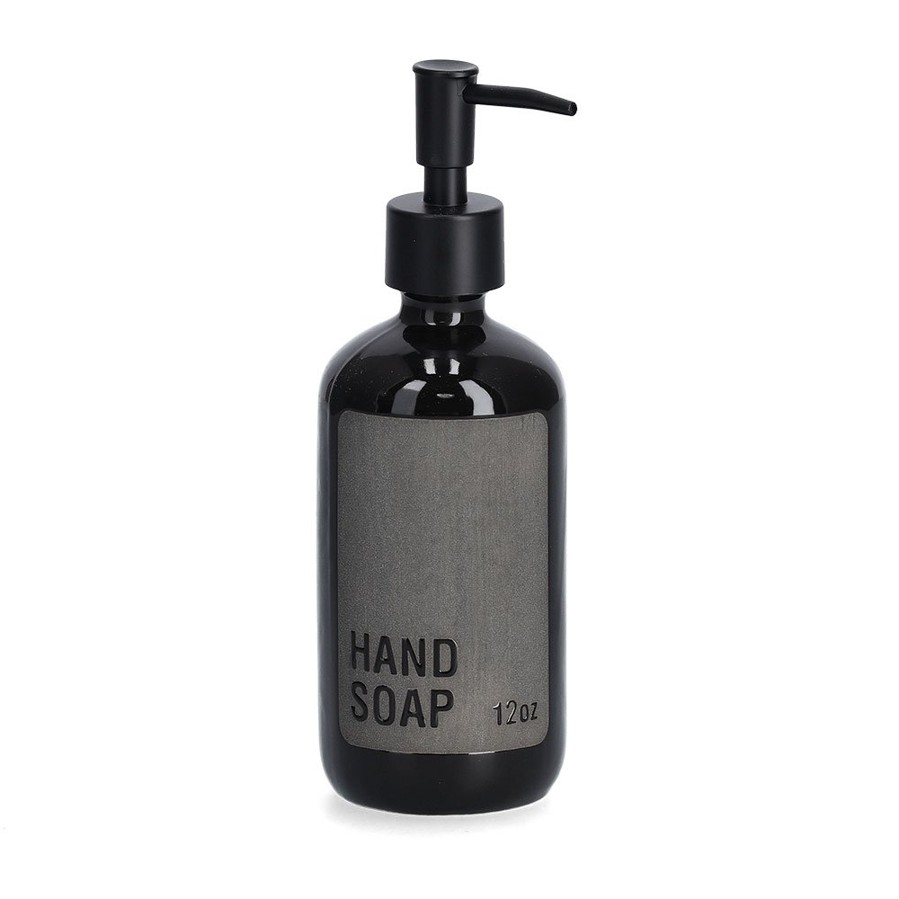 zeller-present-bad-seifenspender-handsoap-steingut-schwarz-340ml image 1