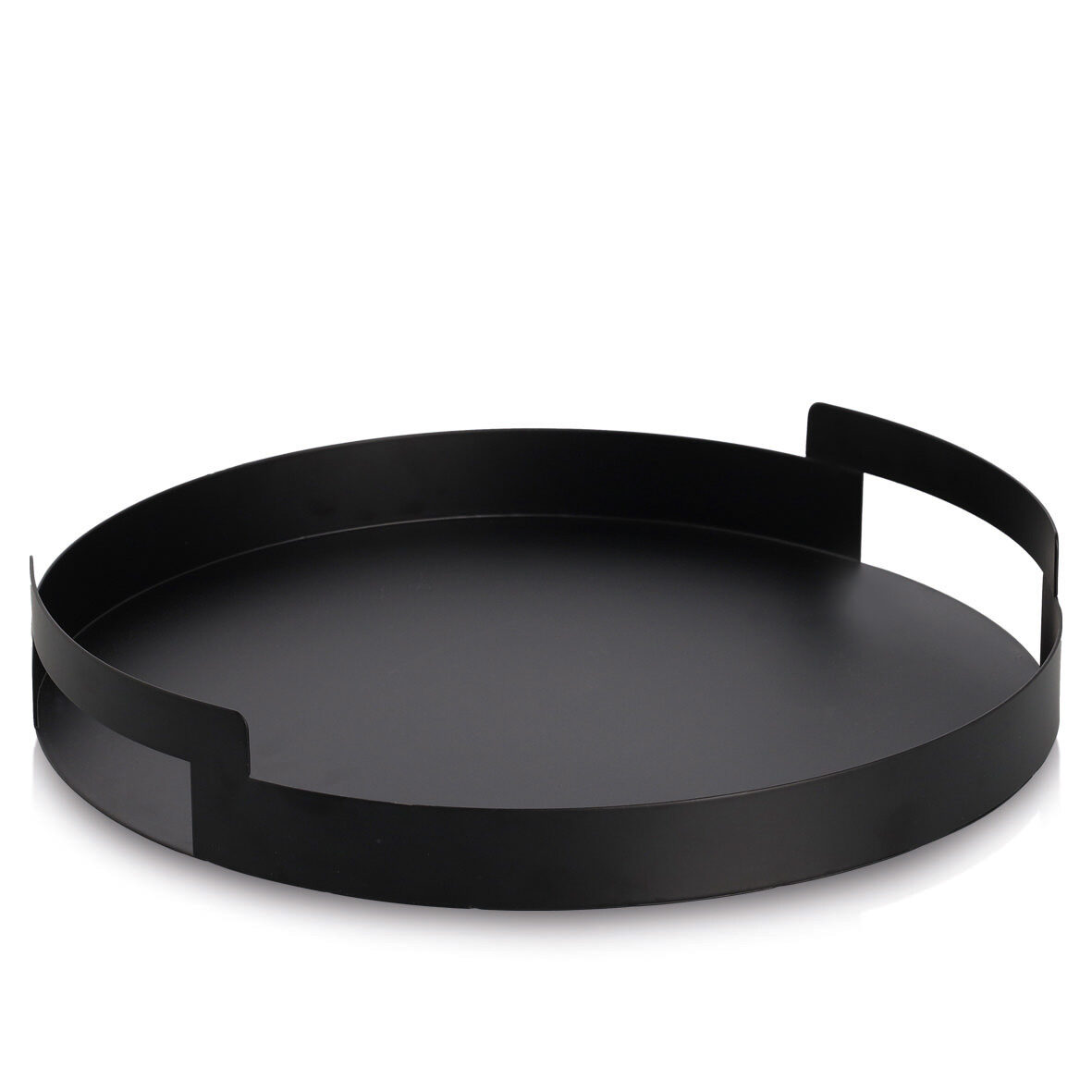 zeller-present-table-serviertablett-metall-schwarz-rund-griffe image 1