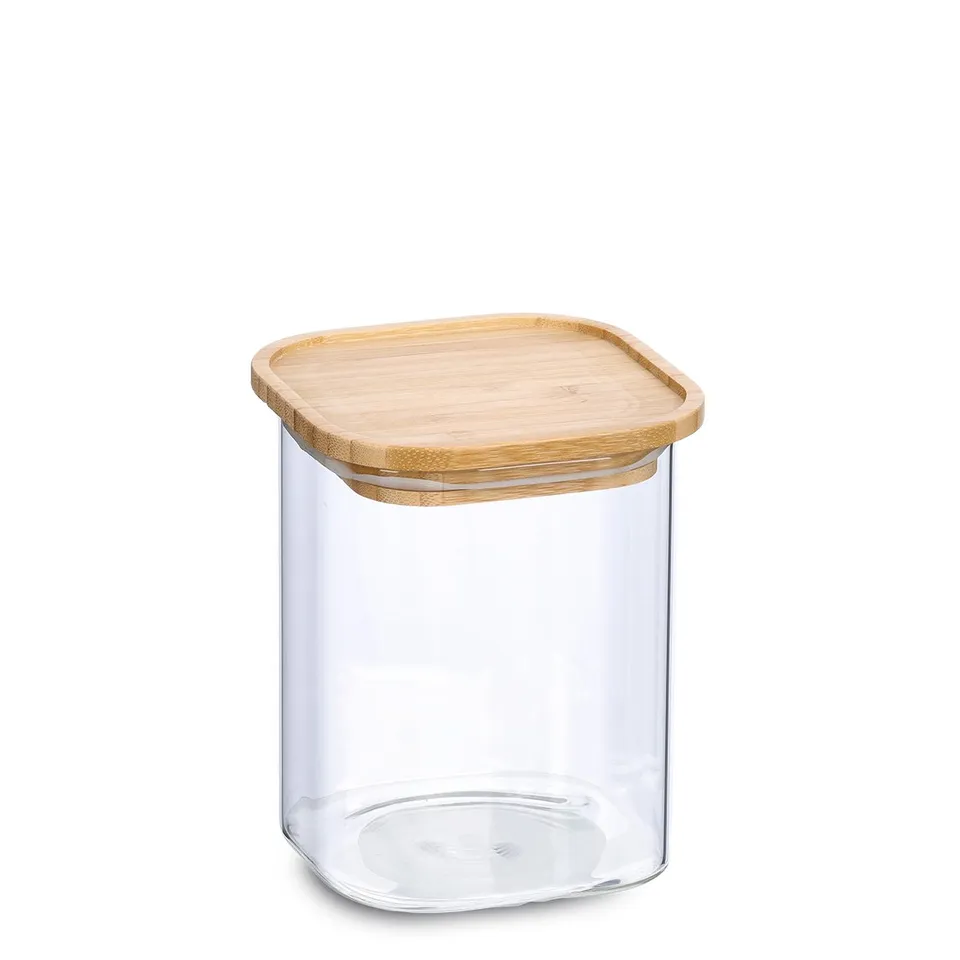 zeller-present-k-che-vorratsglas-bambusdeckel-900-ml-glas image 1