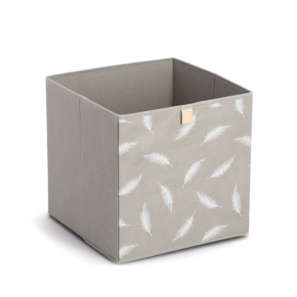 zeller-present-feather-aufbewahrungsbox-vlies-grau-federprint image 1
