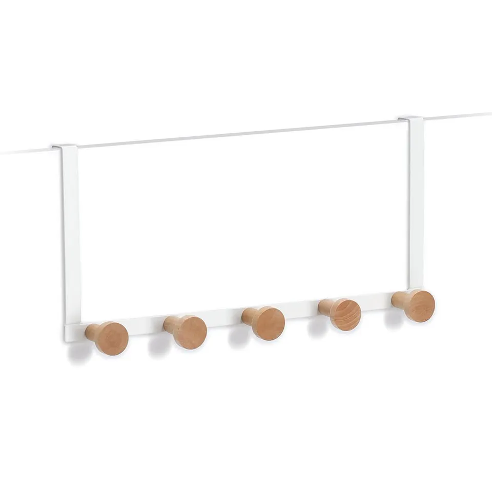 zeller-present-home-living-t-rh-nger-5-haken-holz-metall-t-rgarderobe-wei image 1