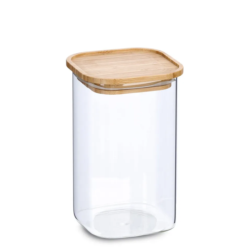zeller-present-k-che-vorratsglas-bambusdeckel-1300-ml-glas-2 image 1