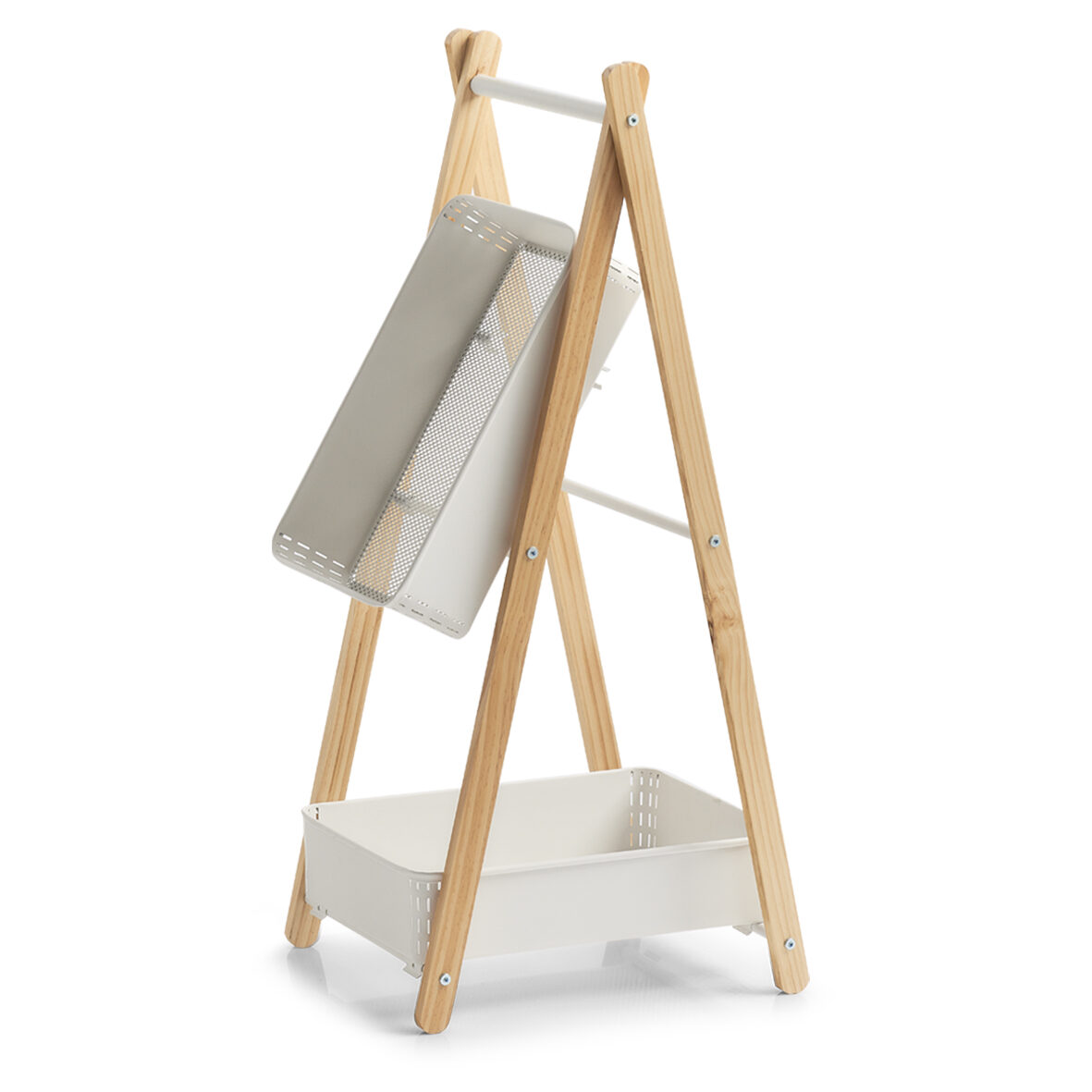 zeller-present-home-living-standregal-mit-2-k-rben-wei-metall-holz image 3